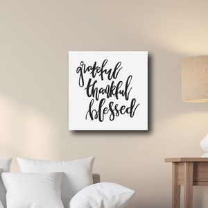 Grateful, Thankful, Blessed Canvas Wrap 10"x10" - Merry Christmas Wall Art Print